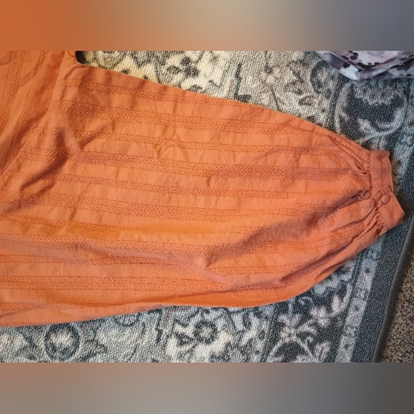 Madewell Embroidered Peasant Top Small Terracotta Button Balloon Cottagecore - Picture 4 of 10